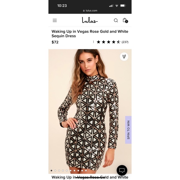 Lulus Waking Up in Vegas Black/White/Rose Gold Sequin Dress - Picture 3 of 5